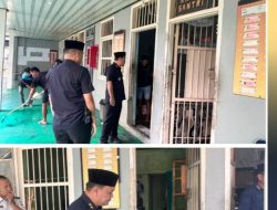 Pantang Lengah Terbuai Rutinitas, Kepala Kesatuan Pengamanan Pimpin Pasukan Menyisir Blok Hunian Lembaga Pemasyarakatan Kelas I Bandar Lampung