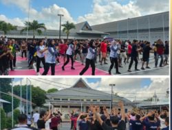 Indahnya Kebersamaan, Petugas dan Warga Binaan Lembaga Pemasyarakatan Kelas 1 Bandar Lampung Laksanakan Senam Pagi Terpadu di Lapangan Futsal