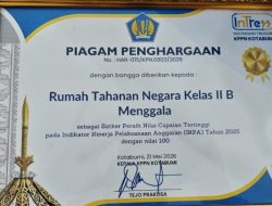 RUTAN MENGGALA TERIMA PENGHARGAAN SATKER DENGAN CAPAIAN IKPA TERTINGGI