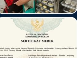 Karya Warga Binaan Semakin Diakui, Lembaga Pemasyarakatan Kelas 1 Bandar Lampung Resmi Terima Sertifikat Merek Rajabasa Bakery