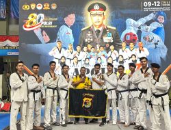 Polda Lampung berhasil sabet 10 medali di kejuaraan nasional Taekwondo Kapolri Cup 7 tahun 2026