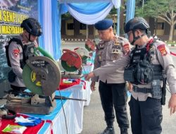 Satuan Brimob Polda Lampung  Amankan Pemusnahan  Ratusan Senjata Api Rakitan dan Amunisi Serahan Masyarakat