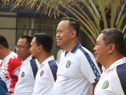 Perkuat Kebersamaan dan Kekompakan, Jajaran Rutan Kelas I Bandar Lampung Ikuti Pembinaan Jasmani Bersama Kakanwil Ditjenpas Lampung